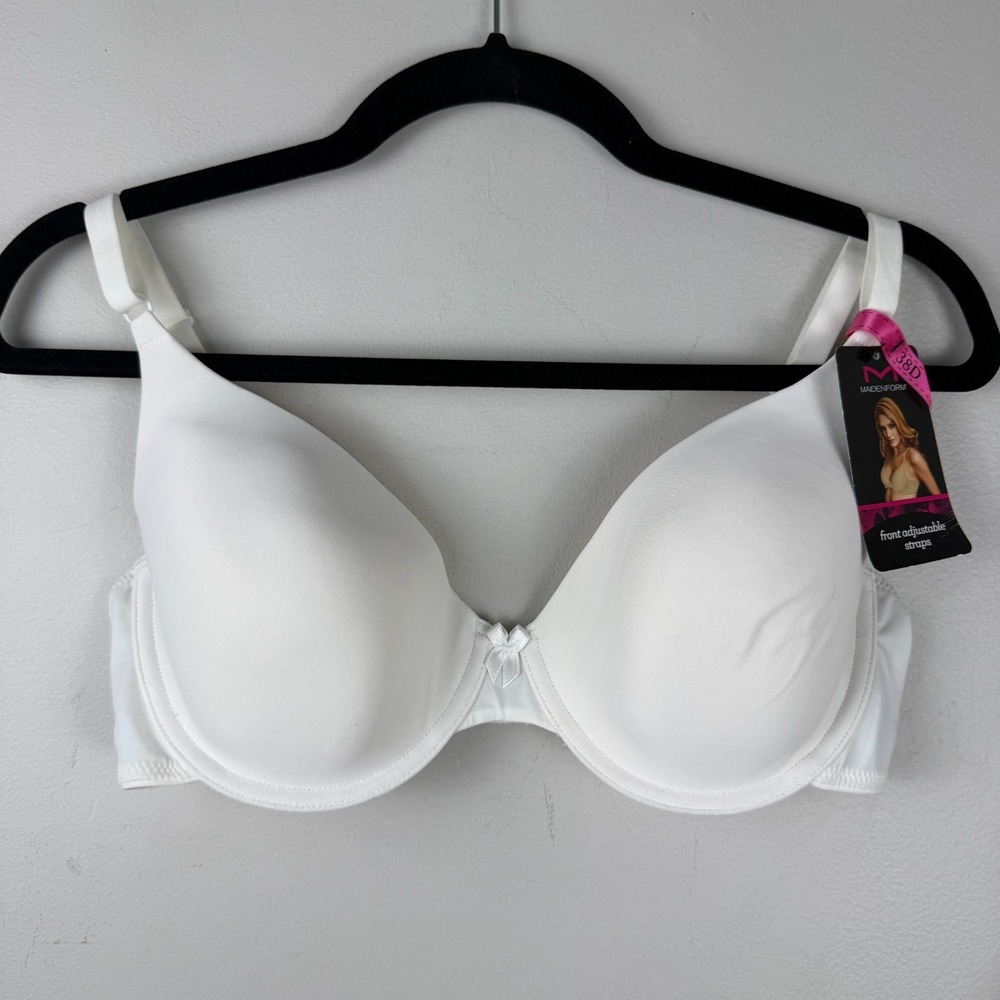 Maidenform One Fab Fit Demi Bra Women's 38D White Underwired Adjustable Straps